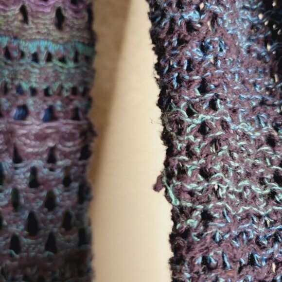 Free People Whimsigoth Y2K Long Fairy Grunge Crochet Sweater Boho Purple Blue Gr - Picture 7 of 9